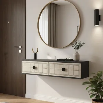 Dulap, Hanah Home, Yuka 120, 120x25.5x29.6 cm, Antracit / Travertin 8358 imagine