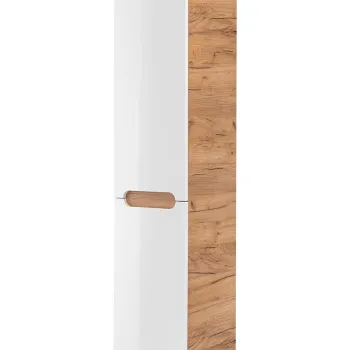 Dulap inalt cu cos de rufe integrat, cu fixare pe perete, Aruba White, Comad, 35x35x170 cm, MDF/PAL laminat, alb lucios/stejar craft gold 7b16 imagine
