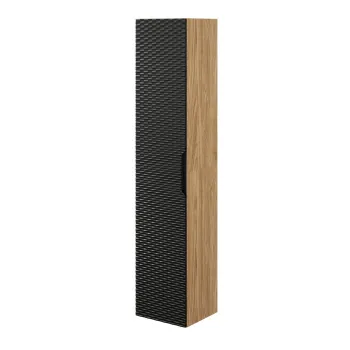 Dulap inalt cu usa, cu fixare pe perete, Ocean Black, Comad, 35x33x170 cm, MDF/PAL laminat, negru mat/stejar 7710 imagine