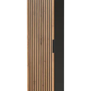 Dulap inalt cu usa, cu fixare pe perete, Xilo Black, Comad, 35x25x140 cm, MDF/PAL laminat, stejar wotan/gri piatra ec49 imagine