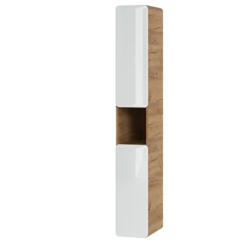 Dulap inalt cu usi, cu fixare pe perete, Aruba White, Comad, 25x39x170 cm, MDF/PAL laminat, alb lucios/stejar craft gold 924e imagine