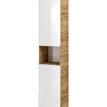 Dulap inalt cu usi, cu fixare pe perete, Aruba White, Comad, 35x32x170 cm, MDF/PAL laminat, alb lucios/stejar craft gold 4f80 imagine