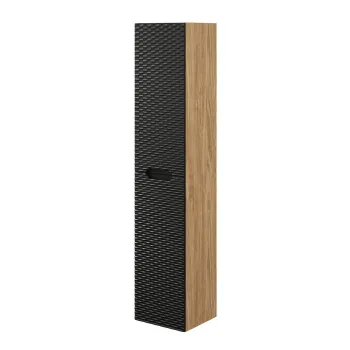 Dulap inalt cu usi, cu fixare pe perete, Ocean Black, Comad, 35x33x170 cm, MDF/PAL laminat, negru mat/stejar 1ec8 imagine