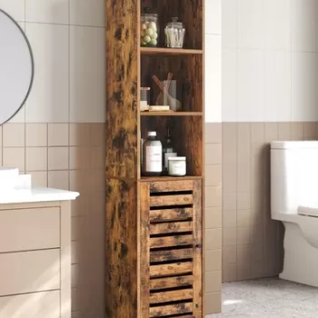 Dulap inalt pentru baie, Vasagle, 40 x 30 x 167 cm, PAL, maro rustic 4e66 imagine