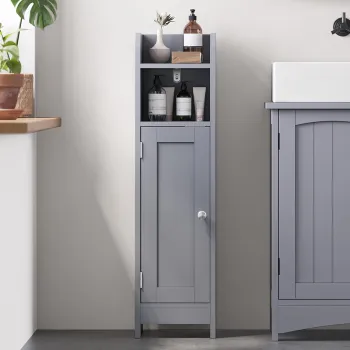 Dulap ingust pentru baie, Vasagle, 20x18x80 cm, MDF, gri dove 994f imagine