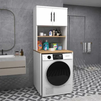 Dulap masina de spalat, Hanah Home, Washing Machine 3 Shelf, 65x34x30 cm, Pin Atlantic / Alb 5994 imagine
