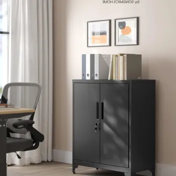 Dulap metalic pentru birou, Songmics, 80x40x90 cm, otel, negru 67b5 imagine