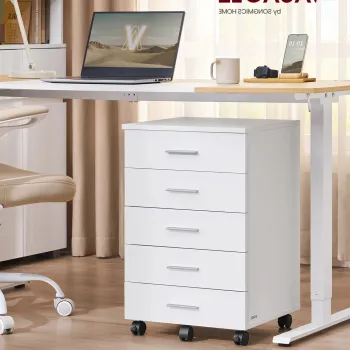 Dulap mobil pentru birou cu 5 sertare, 40x42x65.7 cm, MDF/PAL, alb cloud e678 imagine