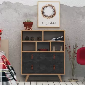 Dulap, Mod Design, Marco, 70x85.6x40 cm, Stejar / Gri inchis 5823 imagine