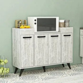 Dulap multifunctional, Coraline, Visar, 120x88.5x35 cm, PAL, Gri/Alb 4b7a imagine
