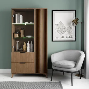 Dulap multifunctional ELTAP, Entsian, 100x60x192 cm, PAL/ABS/sticla, stejar 5425 imagine