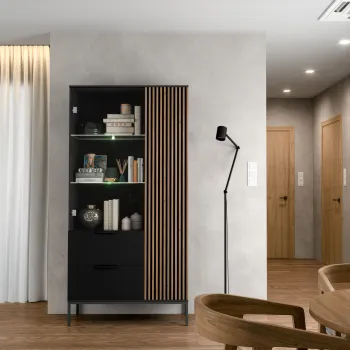 Dulap multifunctional ELTAP, Meorati, 100x60x200 cm, PAL/ABS, negru/maro ffdb imagine