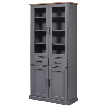 Dulap multifunctional Forenzo, Inter Link, 90x38.4x190 cm, lemn, gri/stejar 15b0 imagine