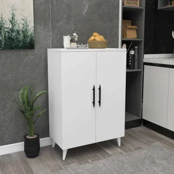 Dulap multifunctional, Hanah Home, 3 Raf 2 Kapak, 65x94.5x32 cm, Alb 83bc imagine
