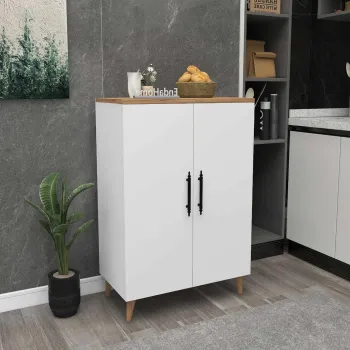 Dulap multifunctional, Hanah Home, 3 Raf 2 Kapak, 65x94.5x32 cm, Alb/Pin Atlantic 42e4 imagine