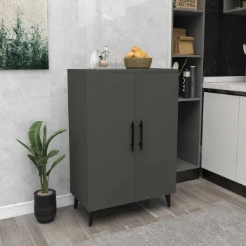 Dulap multifunctional, Hanah Home, 3 Raf 2 Kapak, 65x94.5x32 cm, Antracit 4e01 imagine