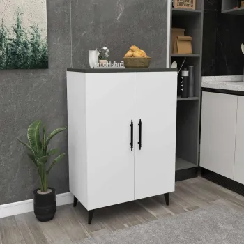 Dulap multifunctional, Hanah Home, 3 Raf 2 Kapak, 65x94.5x32 cm, Antracit/Alb e466 imagine