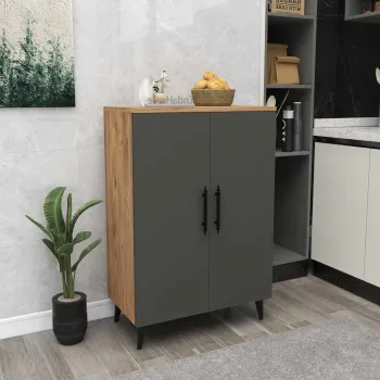 Dulap multifunctional, Hanah Home, 3 Raf 2 Kapak, 65x94.5x32 cm, Antracit / Pin Atlantic 930b imagine