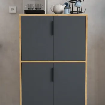Dulap multifunctional, Hanah Home, Ada 1403, 72x114x36.5 cm, PAL, Stejar safir / Antracit aa95 imagine