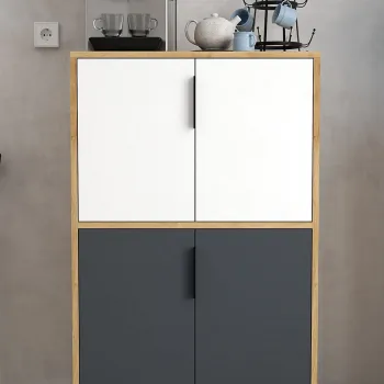 Dulap multifunctional, Hanah Home, Ada 1404, 72x114x36.5 cm, PAL, Stejar Safir / Alb / Antracit 139e imagine