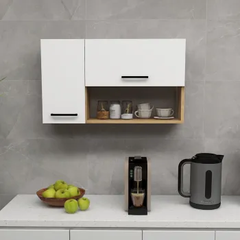 Dulap multifunctional, Hanah Home, Akasya, 90x52x23.8 cm, PAL, Stejar Safir / Alb 39c2 imagine