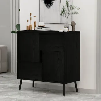 Dulap multifunctional, Hanah Home, Darien, 76.5x79.5x35 cm, PAL, Black Wood 616b imagine