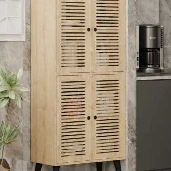 Dulap multifunctional, Hanah Home, Deneb, 70x160x33 cm, MDF LAMINAT, Maro cec7 imagine