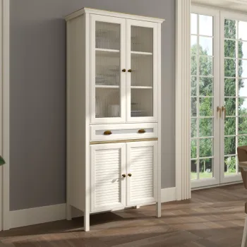 Dulap multifunctional, Hanah Home, FRN-21020, 88.4x194x44.2 cm, PAL, Crem / Stejar / Gri eea8 imagine