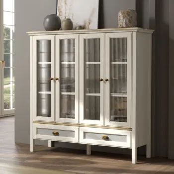 Dulap multifunctional, Hanah Home, FRN-21029, 136x136.8x46.1 cm, PAL, Crem / Stejar / Gri 0831 imagine