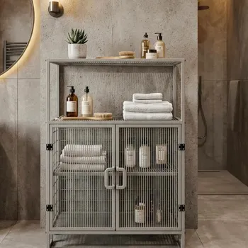 Dulap multifunctional, Hanah Home, Kron, 68.5x91.5x33 cm, Metal, Gri caa2 imagine