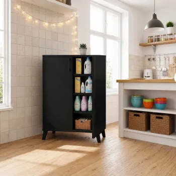 Dulap multifunctional, Hanah Home, Kubo, 72x88x32 cm, PAL, Negru 1832 imagine