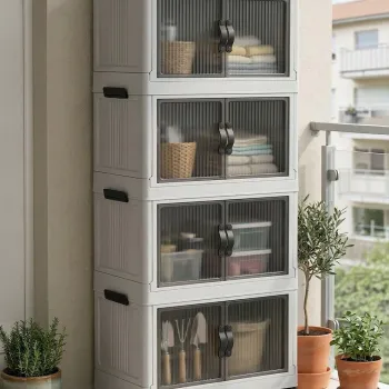 Dulap multifunctional, Hanah Home, Lavine 127, 56x127x56 cm, PLASTIC, Alb a94a imagine
