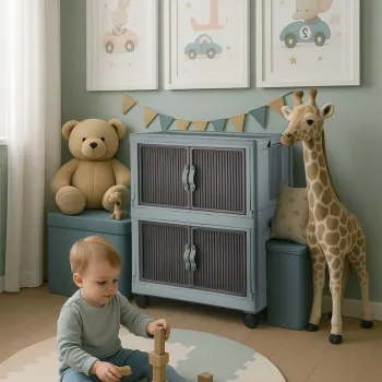 Dulap multifunctional, Hanah Home, Lavine 67, 32x67x56 cm, PLASTIC, Bleu 0c0d imagine