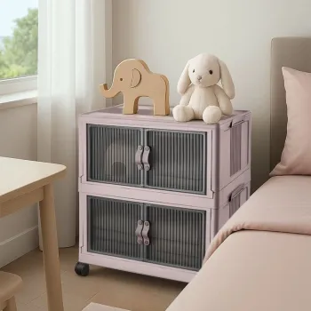 Dulap multifunctional, Hanah Home, Lavine 67, 32x67x56 cm, PLASTIC, Roz pudra 4157 imagine