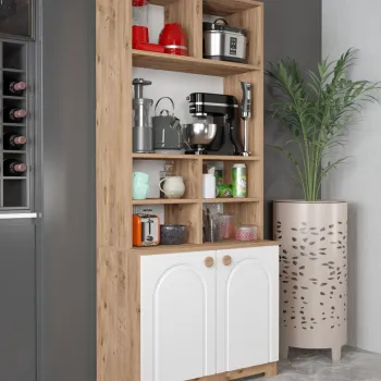 Dulap multifunctional, Hanah Home, Lunora, 78x185x42 cm, PAL, Pin Atlantic / Alb bdaa imagine