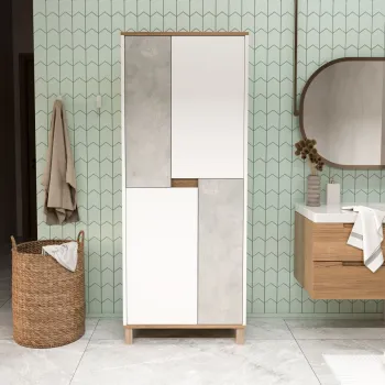Dulap multifunctional, Hanah Home, Nord, 69.7x175x40 cm, PAL, Alb / Stejar / Gri 2fa0 imagine