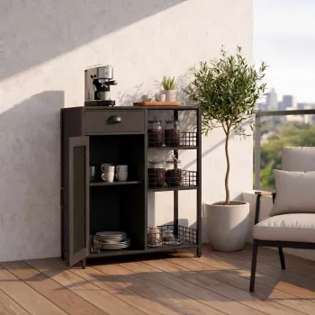 Dulap multifunctional, Hanah Home, Nova, 75x95x30 cm, PAL, Negru b07b imagine