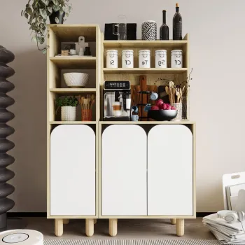 Dulap multifunctional, Hanah Home, Parma 3, 105x155x40 cm, PAL, Stejar Safir / Alb 89a3 imagine