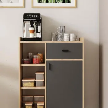 Dulap multifunctional, Hanah Home, Pidas, 80x102x40 cm, Stejar Sonomo / Antracit f12f imagine