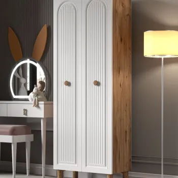 Dulap multifunctional, Hanah Home, Vionne, 70x185x35 cm, PAL, Pin Atlantic / Alb d71f imagine