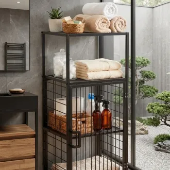 Dulap multifunctional, Hanah Home, Vorn, 41.5x96x33 cm, CONSTRUCTII METALICE, Negru 52dd imagine