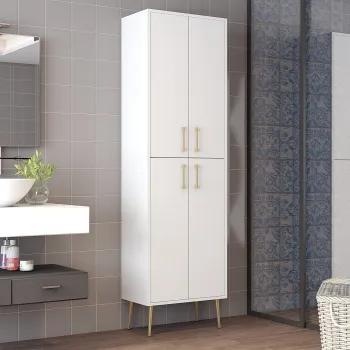 Dulap multifunctional, Hommy Craft, Berlin A, 60x202x35 cm, PAL, Alb/Auriu 6f78 imagine