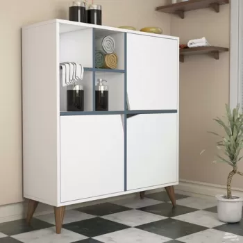 Dulap multifunctional, Hommy Craft, Pulse, 100x115x30 cm, Alb / Albastru 7c60 imagine