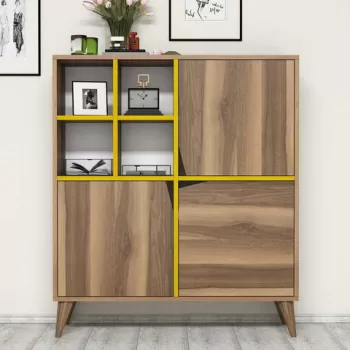 Dulap multifunctional, Hommy Craft, Pulse, 100x115x30 cm, Nuc / Galben 5842 imagine