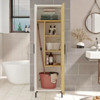 Dulap multifunctional, Locelso, DY1-WK, 50.4x165x35.7 cm, Nuc / Alb fb46 imagine