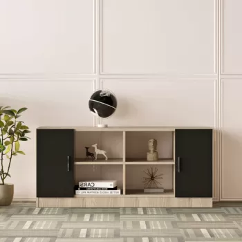 Dulap multifunctional, Locelso, Vario F, 139.8x61.8x46.3 cm, Stejar / Negru 9b18 imagine