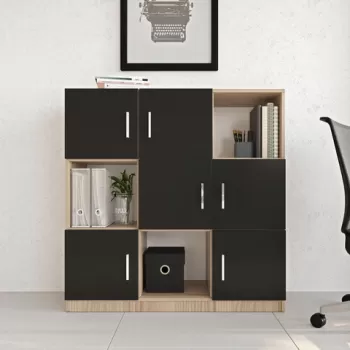 Dulap multifunctional, Locelso, VO7, 119.9x121.8x37.6 cm, Stejar / Negru 96e1 imagine