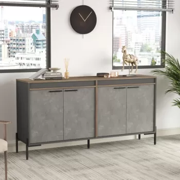 Dulap multifunctional, Locelso, VS5, 184x91.6x44.5 cm, Maro / Gri / Antracit 74aa imagine