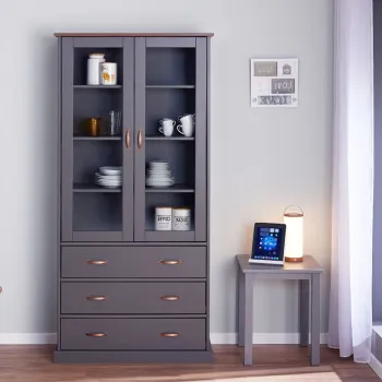 Dulap multifunctional Luzerna , Inter Link, 190x90x38.4 cm, lemn, gri/sepia b45e imagine