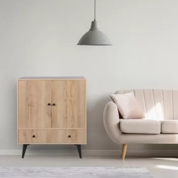 Dulap multifunctional, Mod Design, Bern, 90x35x113 cm, Stejar / Negru 4b64 imagine